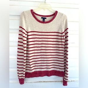 Gap Cream & Red Stripe Soft Sweater Size S